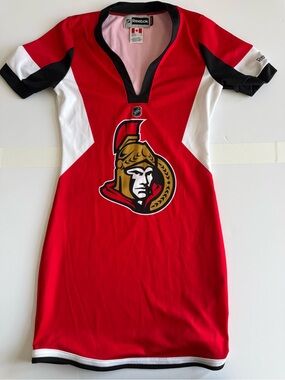 Reebok Red and Black NHL V-Neck Jersey Top